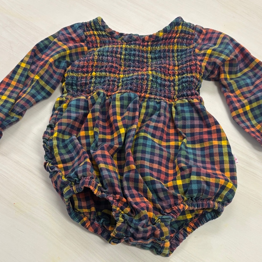 Ruffle Butts 18-24 Month Plaid Long Sleeve Baby Romper